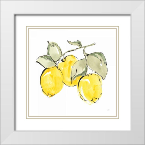 Lemons IV White Modern Wood Framed Art Print with Double Matting by Paschke, Chris