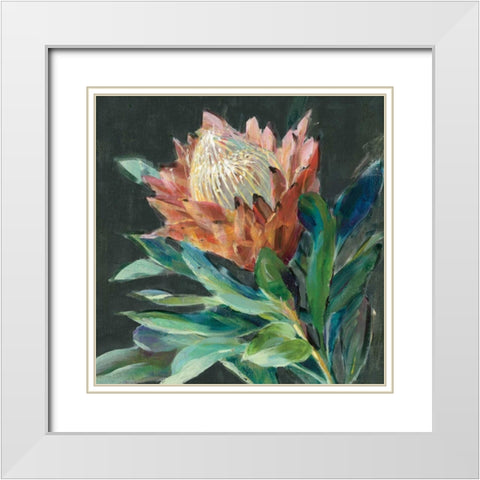 Deep Protea Crop White Modern Wood Framed Art Print with Double Matting by Nai, Danhui