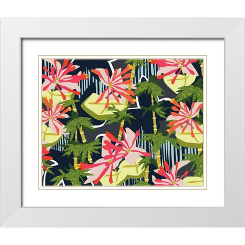 Bamboo Honeysuckle I White Modern Wood Framed Art Print with Double Matting by Gallagher, Megan