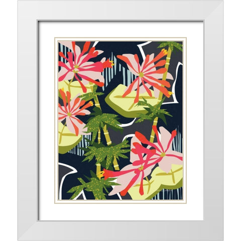 Bamboo Honeysuckle II White Modern Wood Framed Art Print with Double Matting by Gallagher, Megan