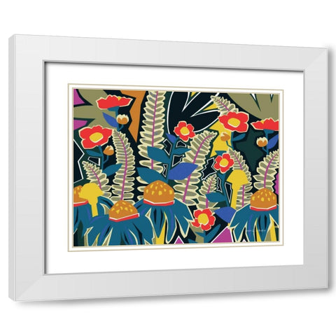 Ferns and Wildflowers I White Modern Wood Framed Art Print with Double Matting by Gallagher, Megan