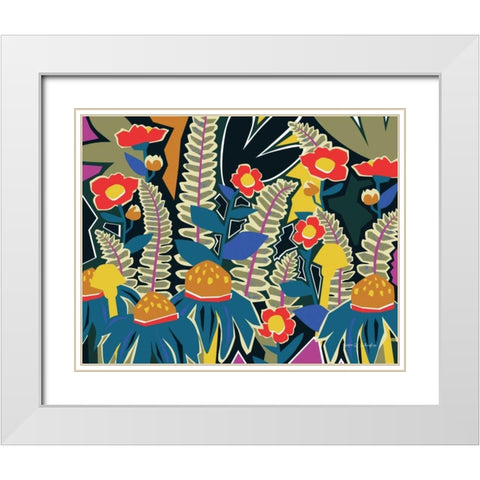 Ferns and Wildflowers I White Modern Wood Framed Art Print with Double Matting by Gallagher, Megan