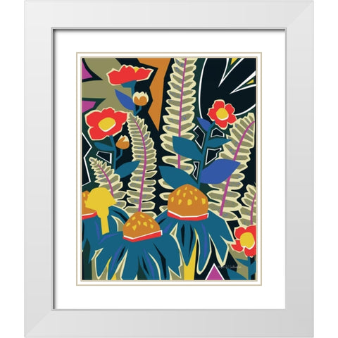 Ferns and Wildflowers II White Modern Wood Framed Art Print with Double Matting by Gallagher, Megan