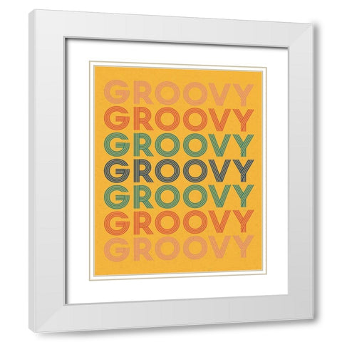 Retro Words I Bright White Modern Wood Framed Art Print with Double Matting by Wild Apple Portfolio