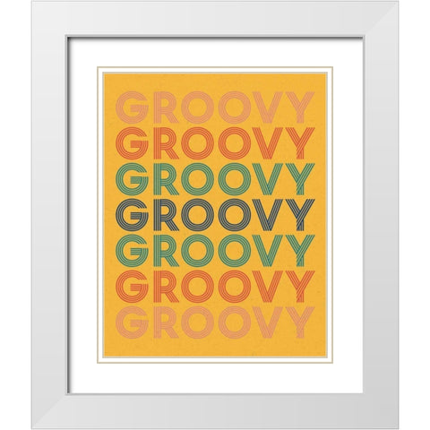 Retro Words I Bright White Modern Wood Framed Art Print with Double Matting by Wild Apple Portfolio