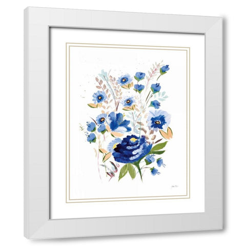 True Blue I White Modern Wood Framed Art Print with Double Matting by Davis, Joan E.
