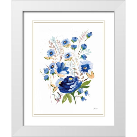 True Blue I White Modern Wood Framed Art Print with Double Matting by Davis, Joan E.