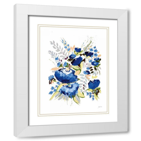 True Blue II White Modern Wood Framed Art Print with Double Matting by Davis, Joan E.