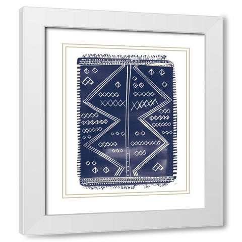Navy Berber Rug I White Modern Wood Framed Art Print with Double Matting by Panganiban, Karyn
