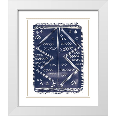 Navy Berber Rug I White Modern Wood Framed Art Print with Double Matting by Panganiban, Karyn