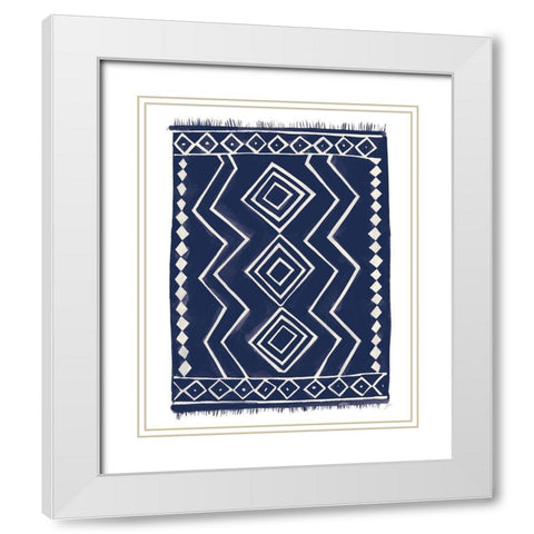 Navy Berber Rug II White Modern Wood Framed Art Print with Double Matting by Panganiban, Karyn