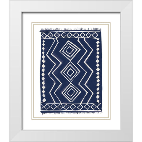 Navy Berber Rug II White Modern Wood Framed Art Print with Double Matting by Panganiban, Karyn