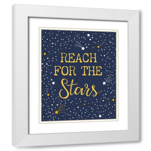 Reach for the Stars White Modern Wood Framed Art Print with Double Matting by Panganiban, Karyn