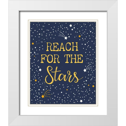 Reach for the Stars White Modern Wood Framed Art Print with Double Matting by Panganiban, Karyn