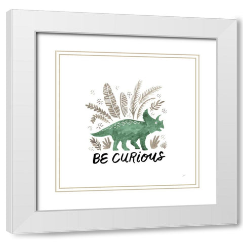 Dino Inspiration I White Modern Wood Framed Art Print with Double Matting by Panganiban, Karyn