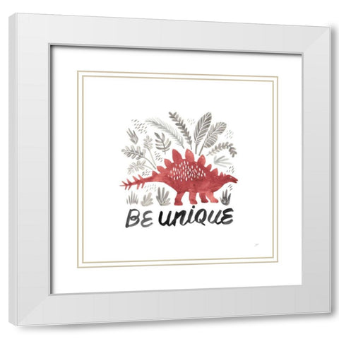 Dino Inspiration III White Modern Wood Framed Art Print with Double Matting by Panganiban, Karyn