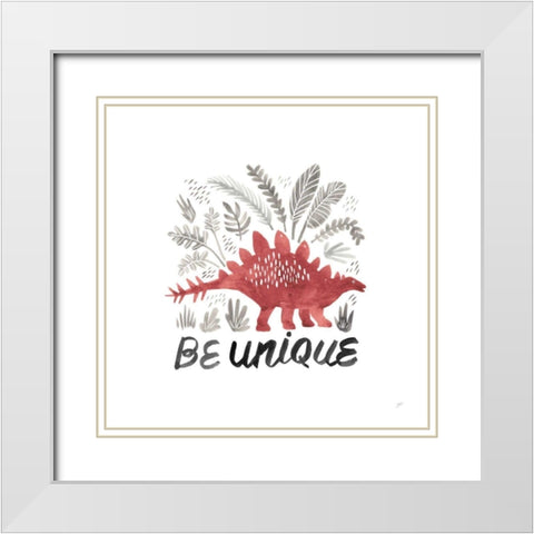 Dino Inspiration III White Modern Wood Framed Art Print with Double Matting by Panganiban, Karyn
