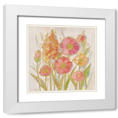 Opalescent Floral I White Modern Wood Framed Art Print with Double Matting by Vassileva, Silvia