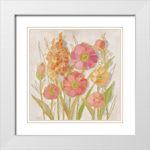 Opalescent Floral I White Modern Wood Framed Art Print with Double Matting by Vassileva, Silvia