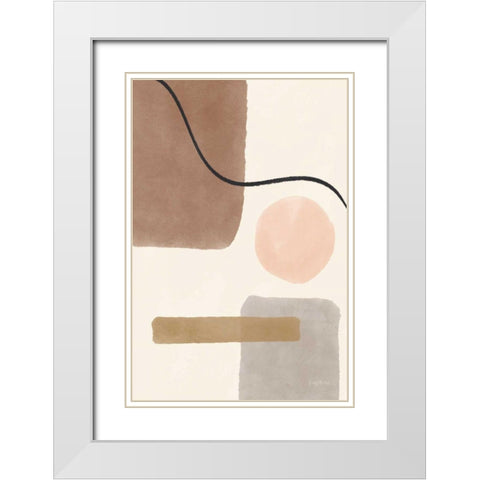 Geo Abstract I Neutral Pink White Modern Wood Framed Art Print with Double Matting by Thorns, Becky