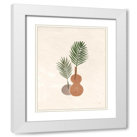 Palm Vessels I White Modern Wood Framed Art Print with Double Matting by Panganiban, Karyn