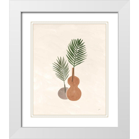 Palm Vessels I White Modern Wood Framed Art Print with Double Matting by Panganiban, Karyn