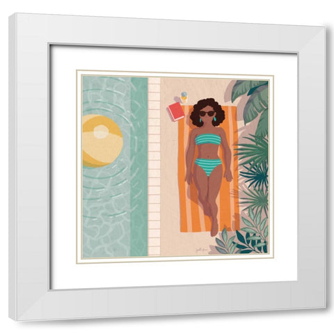 Beach Babes III White Modern Wood Framed Art Print with Double Matting by Penner, Janelle