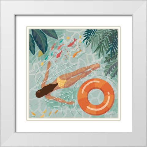 Beach Babes IV White Modern Wood Framed Art Print with Double Matting by Penner, Janelle