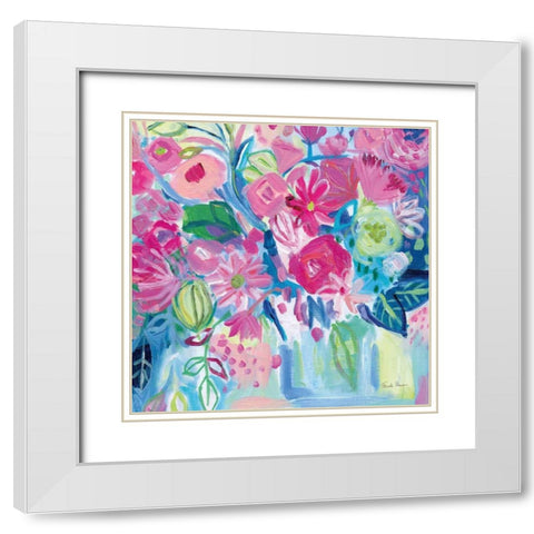 Spring Burst I White Modern Wood Framed Art Print with Double Matting by Zaman, Farida