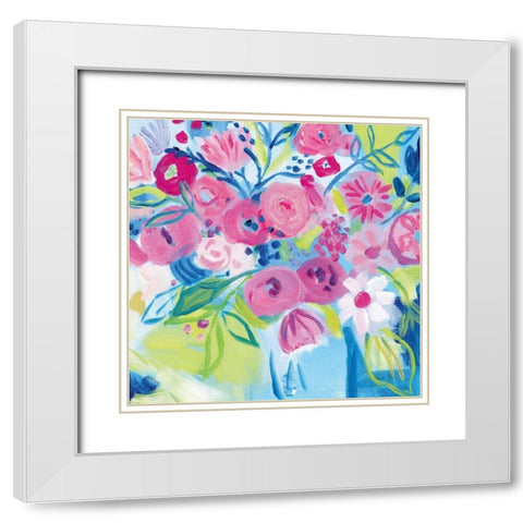 Spring Burst II White Modern Wood Framed Art Print with Double Matting by Zaman, Farida