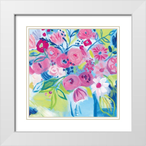 Spring Burst II White Modern Wood Framed Art Print with Double Matting by Zaman, Farida