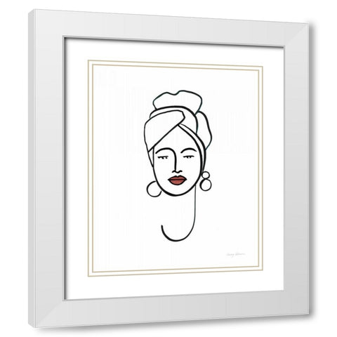 Beauty II Coral Lips White Modern Wood Framed Art Print with Double Matting by Tillmon, Avery