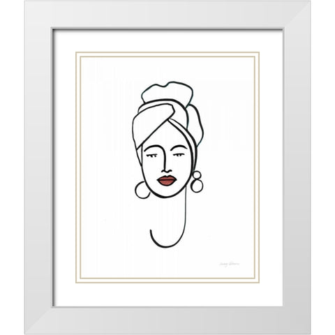 Beauty II Coral Lips White Modern Wood Framed Art Print with Double Matting by Tillmon, Avery