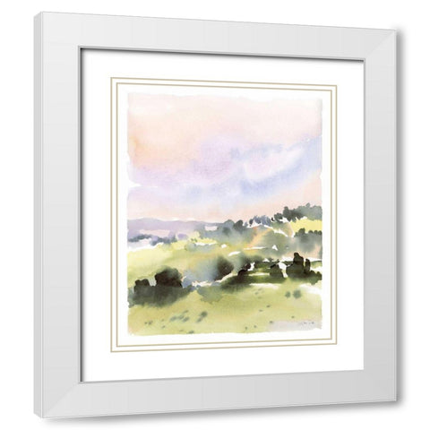 Spring Hills II White Modern Wood Framed Art Print with Double Matting by Pete, Katrina