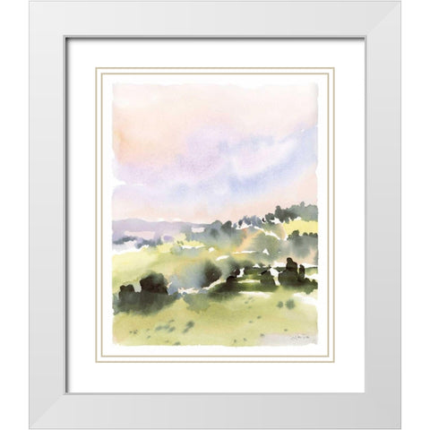 Spring Hills II White Modern Wood Framed Art Print with Double Matting by Pete, Katrina