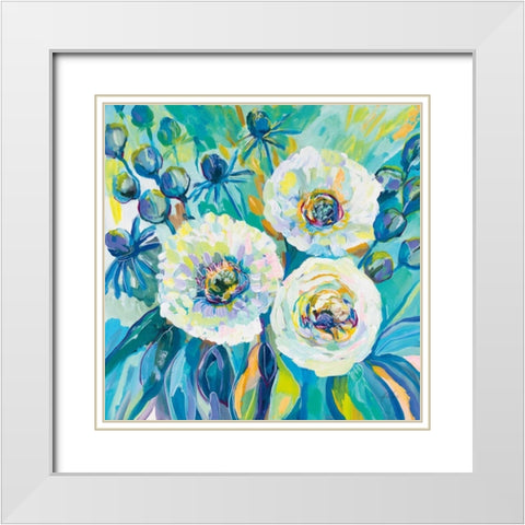 Floral Elation White Modern Wood Framed Art Print with Double Matting by Vertentes, Jeanette