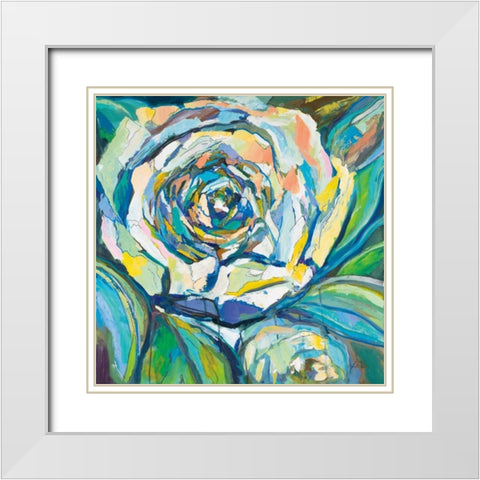 Rose White Modern Wood Framed Art Print with Double Matting by Vertentes, Jeanette