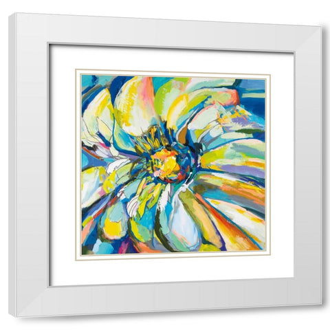 Zinnia White Modern Wood Framed Art Print with Double Matting by Vertentes, Jeanette