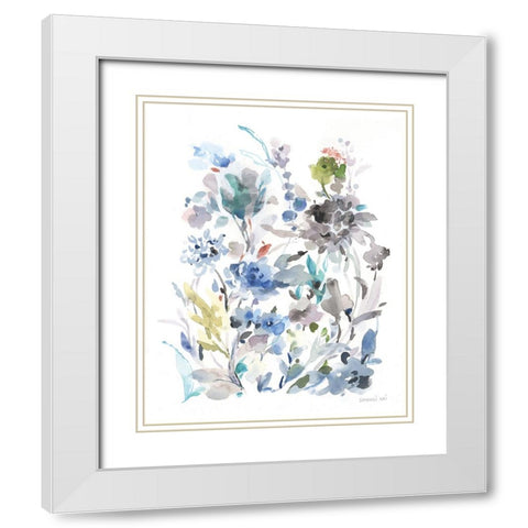 Breezy Florals II White Modern Wood Framed Art Print with Double Matting by Nai, Danhui