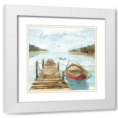 Lake Love II White Modern Wood Framed Art Print with Double Matting by June, Dina