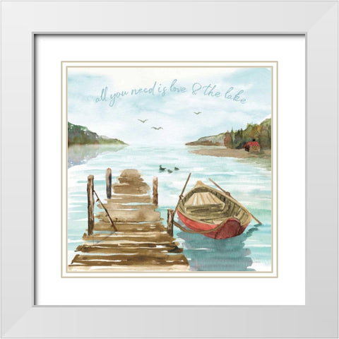 Lake Love II White Modern Wood Framed Art Print with Double Matting by June, Dina