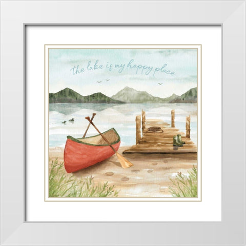 Lake Love III White Modern Wood Framed Art Print with Double Matting by June, Dina