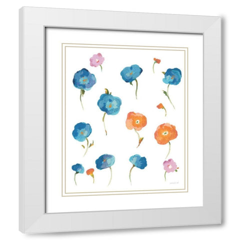 Retro Flowers I White Modern Wood Framed Art Print with Double Matting by Nai, Danhui
