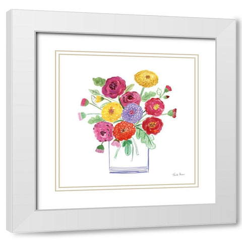 Mums White Modern Wood Framed Art Print with Double Matting by Zaman, Farida