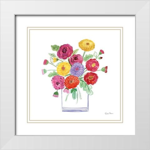 Mums White Modern Wood Framed Art Print with Double Matting by Zaman, Farida