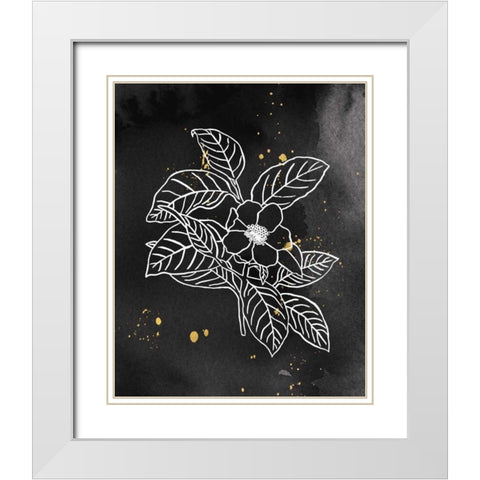 Indigo Blooms I Black White Modern Wood Framed Art Print with Double Matting by Wild Apple Portfolio