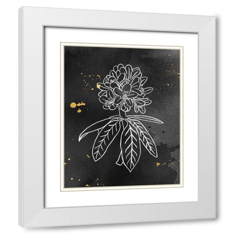 Indigo Blooms II Black White Modern Wood Framed Art Print with Double Matting by Wild Apple Portfolio