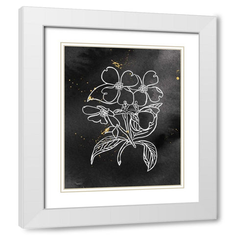 Indigo Blooms III Black White Modern Wood Framed Art Print with Double Matting by Wild Apple Portfolio