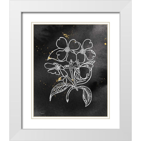 Indigo Blooms III Black White Modern Wood Framed Art Print with Double Matting by Wild Apple Portfolio