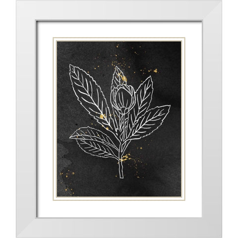 Indigo Blooms IV Black White Modern Wood Framed Art Print with Double Matting by Wild Apple Portfolio